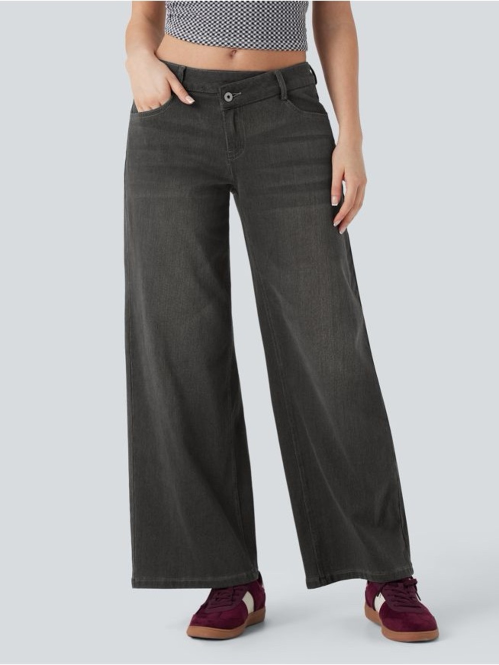 Halara Women’s  Black Flex A symmetrical wide-leg Jeans